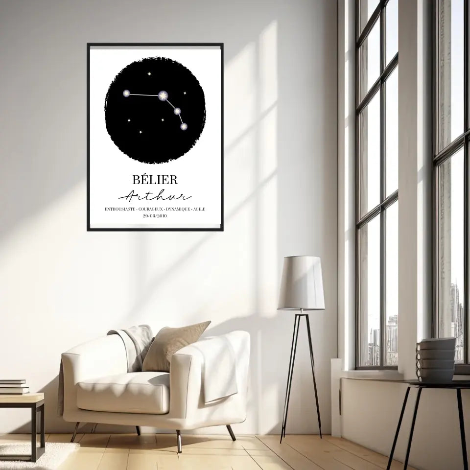 Tableau Personnalisé Signe Astrologique étoiles Belier