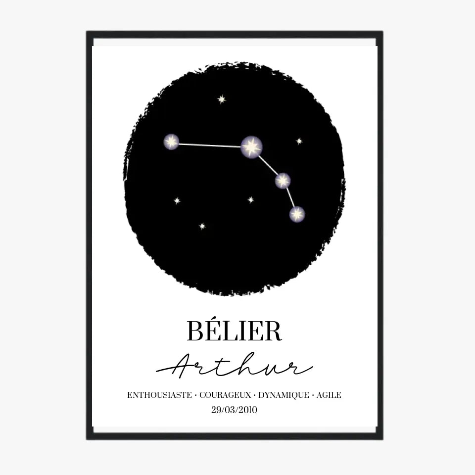 Tableau Personnalisé Signe Astrologique étoiles Belier