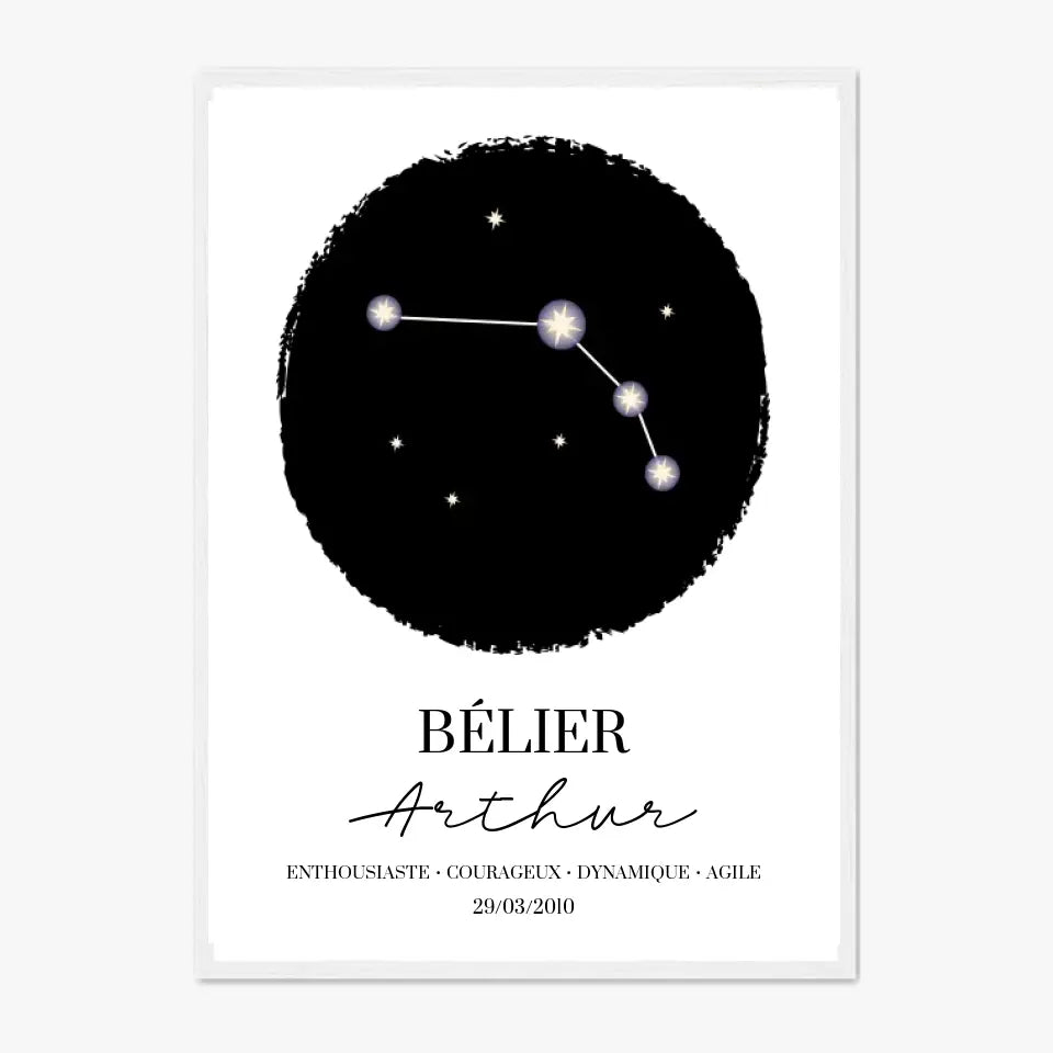 Tableau Personnalisé Signe Astrologique étoiles Belier