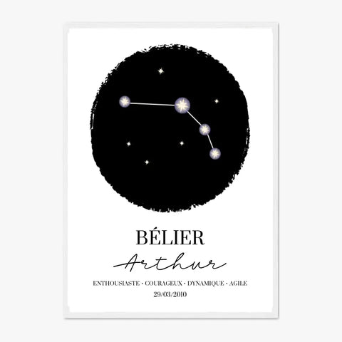 Tableau Personnalisé Signe Astrologique étoiles Belier