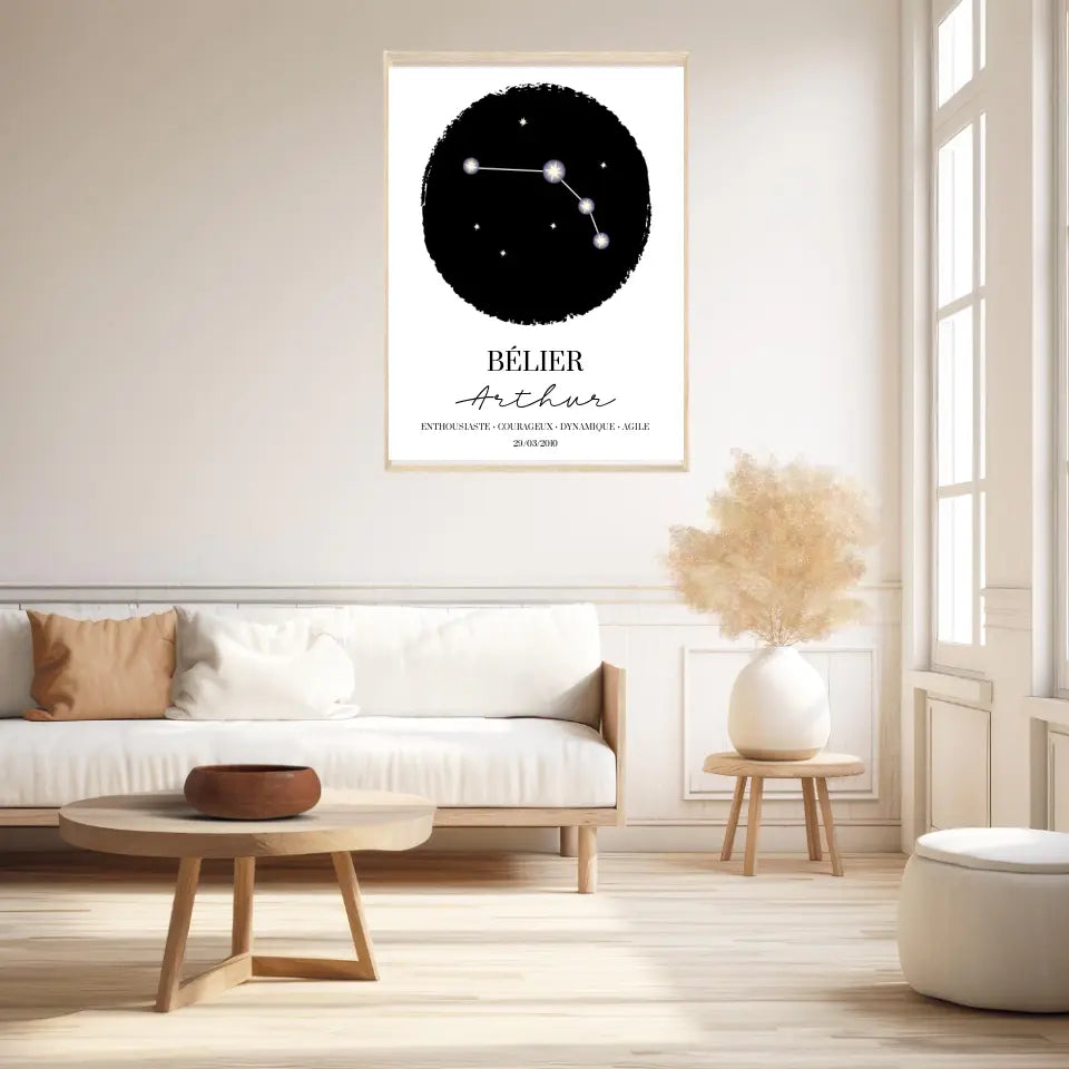 Tableau Personnalisé Signe Astrologique étoiles Belier