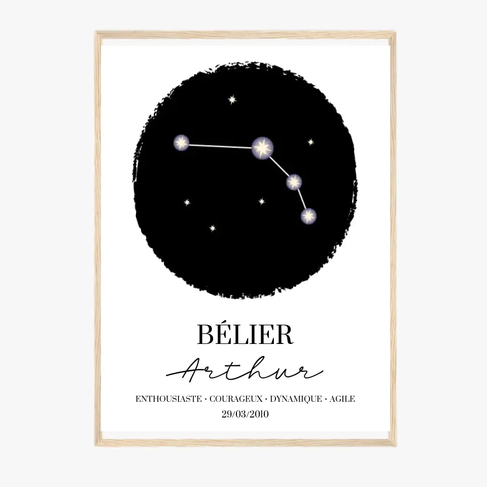 Tableau Personnalisé Signe Astrologique étoiles Belier