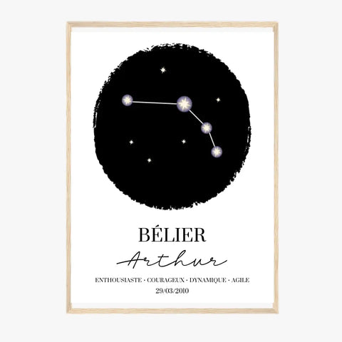 Tableau Personnalisé Signe Astrologique étoiles Belier