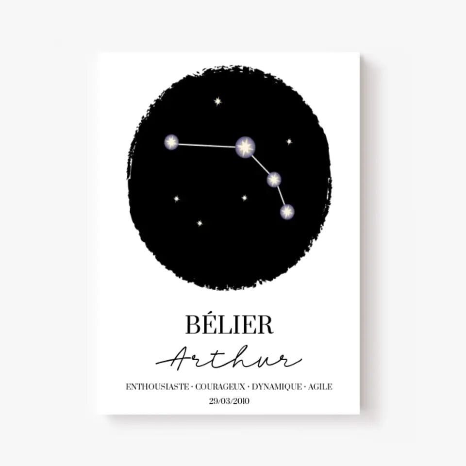 Tableau Personnalisé Signe Astrologique étoiles Belier