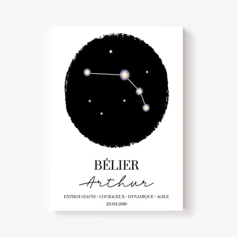 Tableau Personnalisé Signe Astrologique étoiles Belier