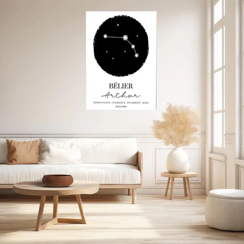 Tableau Personnalisé Signe Astrologique étoiles Belier