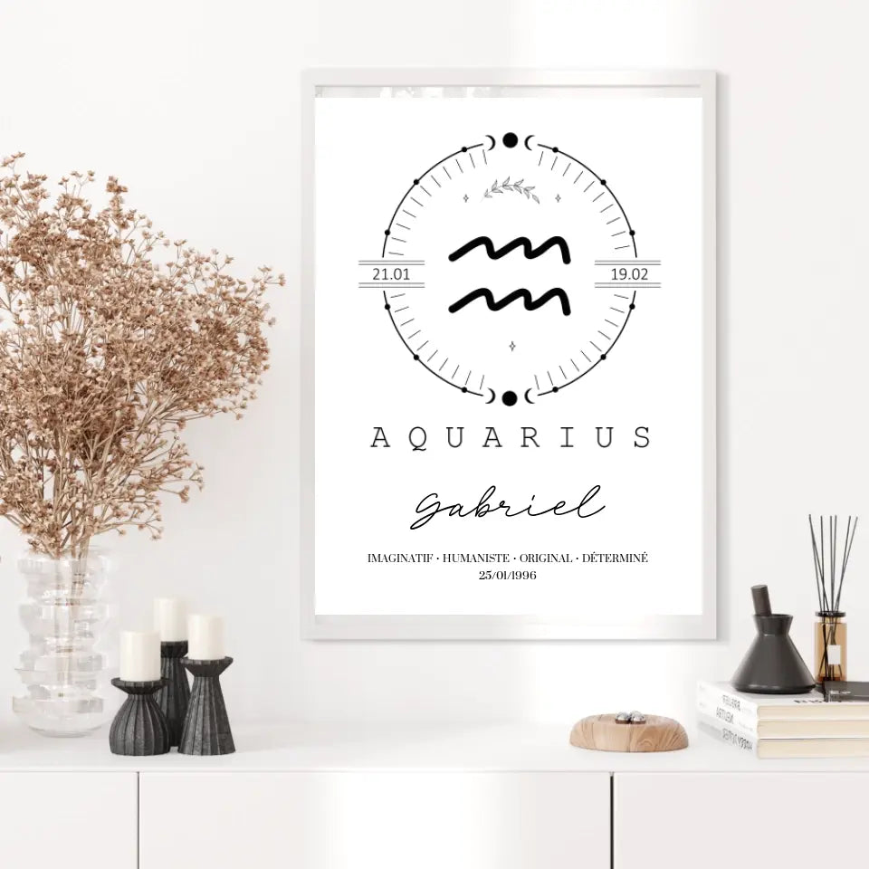 Tableau Personnalisé Signe Astrologique Boho Verseau