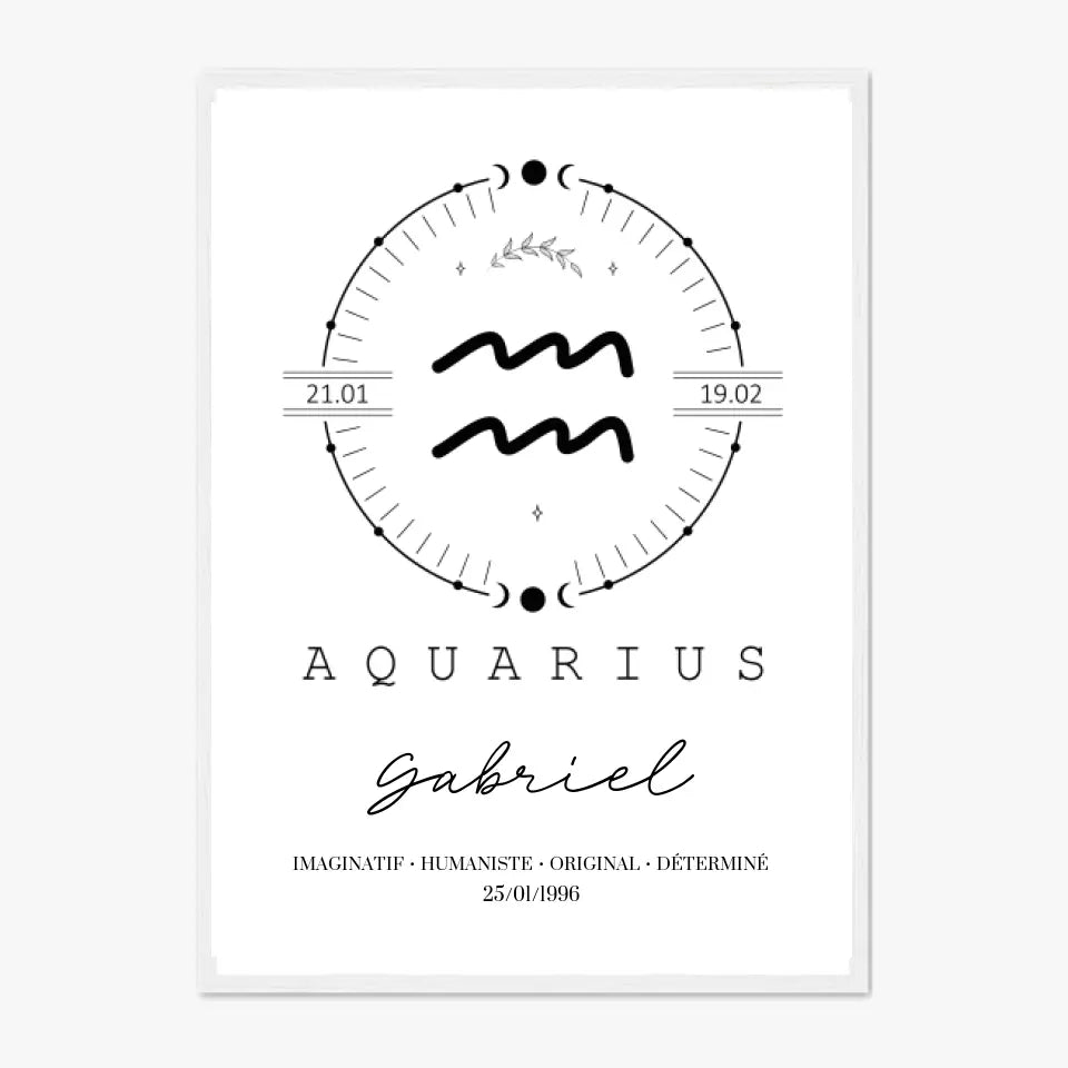 Tableau Personnalisé Signe Astrologique Boho Verseau
