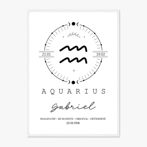 Tableau Personnalisé Signe Astrologique Boho Verseau
