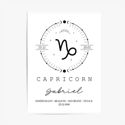 Tableau Personnalisé Signe Astrologique Boho Capricorne