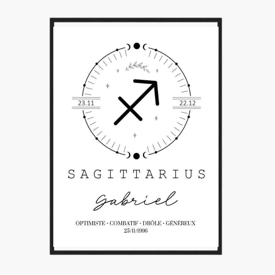 Tableau Personnalisé Signe Astrologique Boho Sagittaire