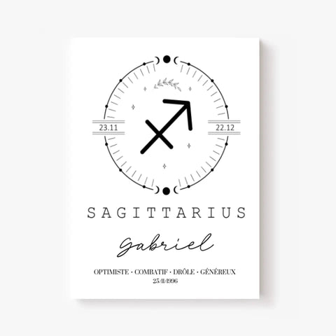 Tableau Personnalisé Signe Astrologique Boho Sagittaire