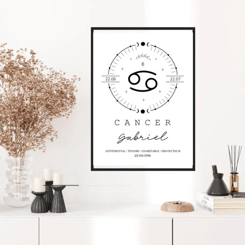 Tableau Personnalisé Signe Astrologique Boho Cancer
