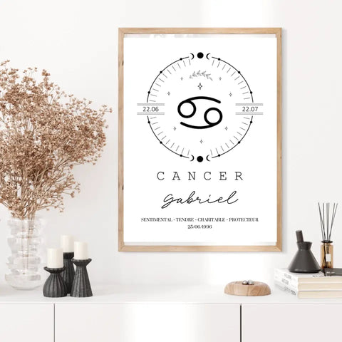 Tableau Personnalisé Signe Astrologique Boho Cancer