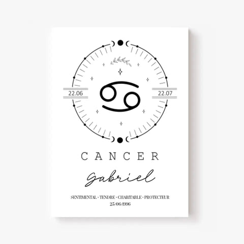 Tableau Personnalisé Signe Astrologique Boho Cancer