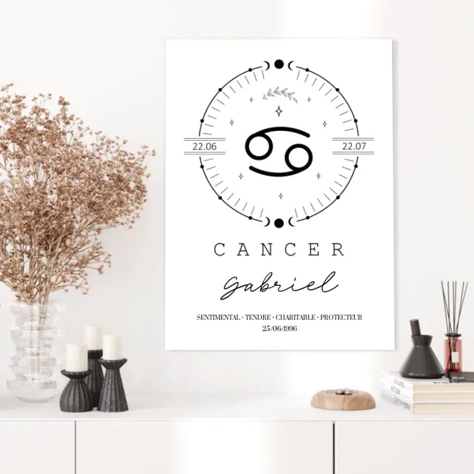 Tableau Personnalisé Signe Astrologique Boho Cancer