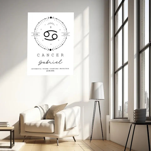 Tableau Personnalisé Signe Astrologique Boho Cancer