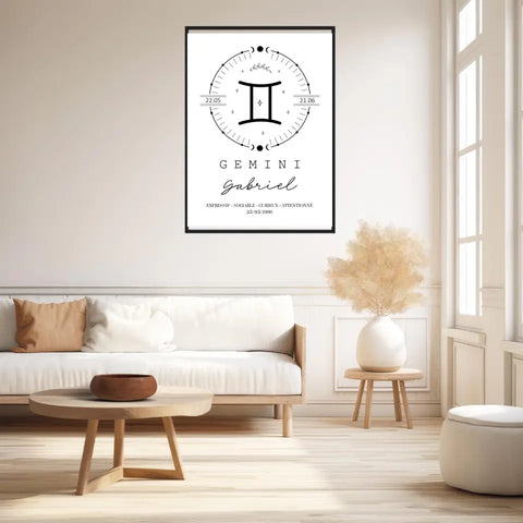 Tableau Personnalisé Signe Astrologique Boho Gémeaux