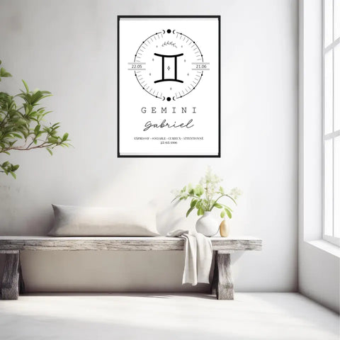 Tableau Personnalisé Signe Astrologique Boho Gémeaux