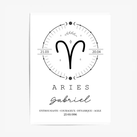 Tableau Personnalisé Signe Astrologique Boho Bélier
