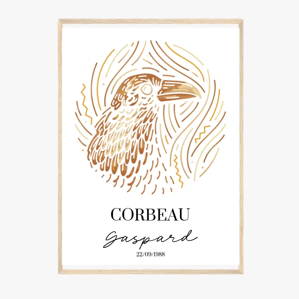 Tableau Personnalisé Signe Astrologique Amérindien Corbeau