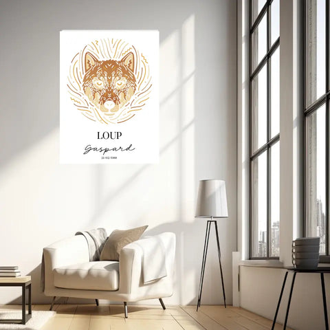 Tableau Personnalisé Signe Astrologique Amérindien Loup