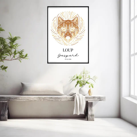 Tableau Personnalisé Signe Astrologique Amérindien Loup