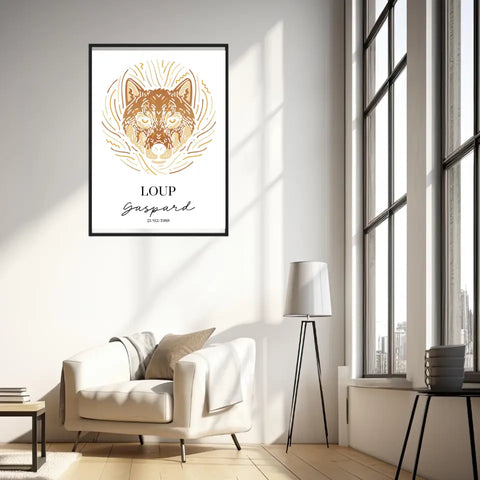 Tableau Personnalisé Signe Astrologique Amérindien Loup