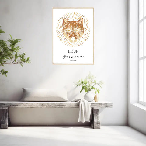 Tableau Personnalisé Signe Astrologique Amérindien Loup