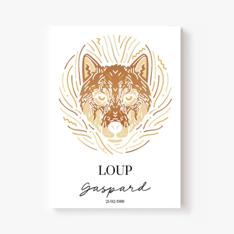 Tableau Personnalisé Signe Astrologique Amérindien Loup