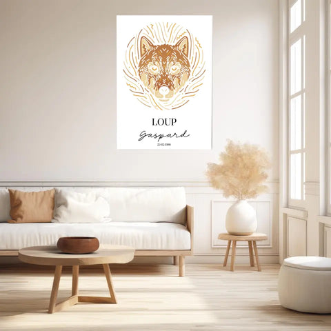 Tableau Personnalisé Signe Astrologique Amérindien Loup