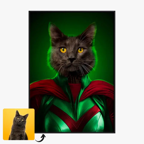 Tableau Animaux Portrait Personnalisé Super Héros Chat Noir