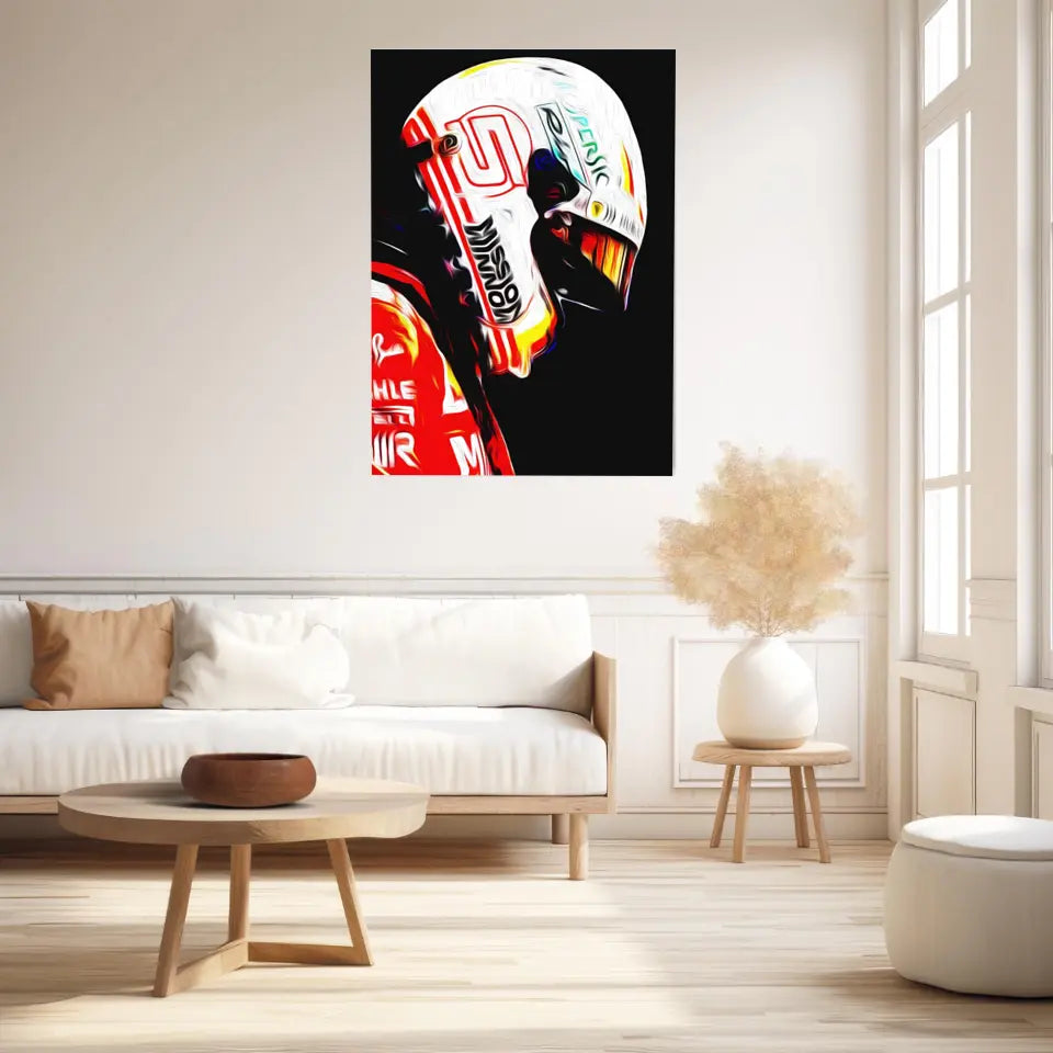 Affiche ou Tableau Sebastian Vettel Ferrari 2018 Formule 1