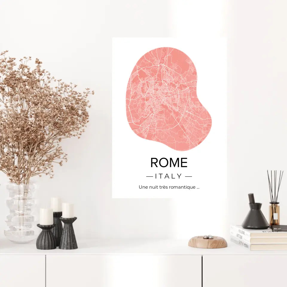 Affiche carte ville Personnalisée Déco Scandinave