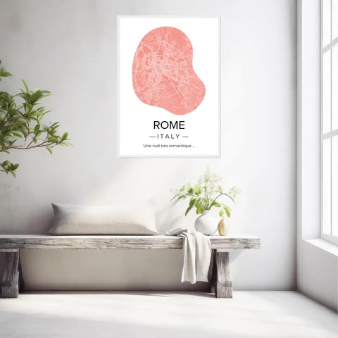 Affiche carte ville Personnalisée Déco Scandinave