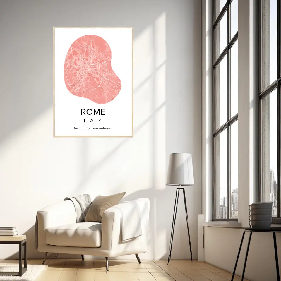 Affiche carte ville Personnalisée Déco Scandinave