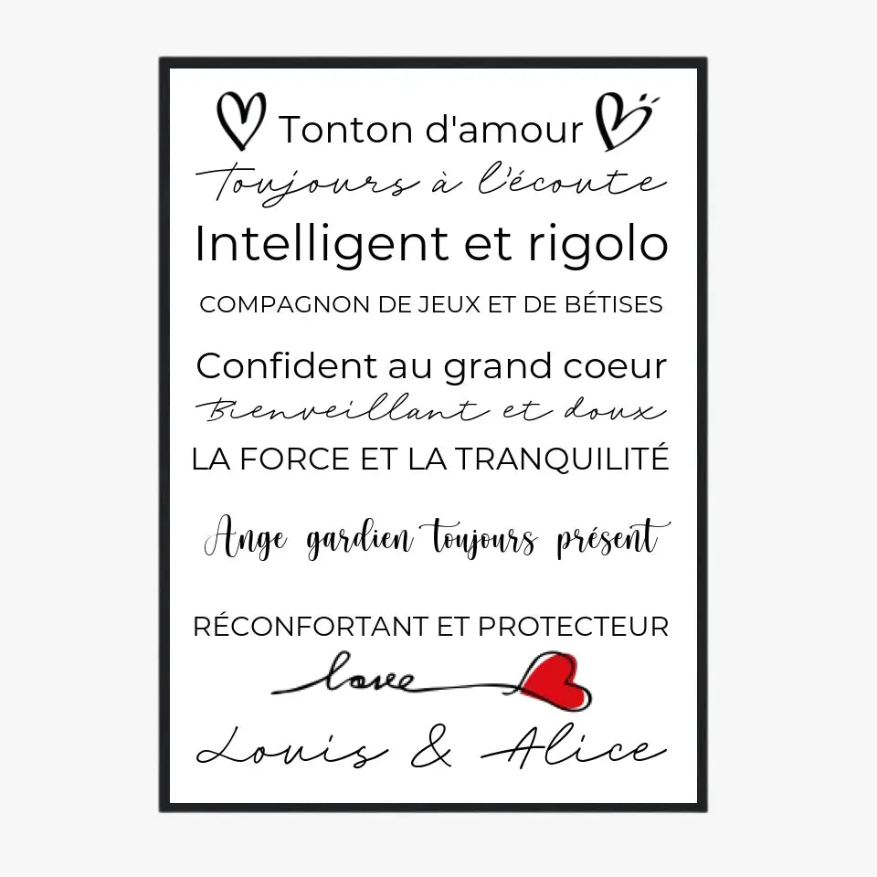 Tableau Famille Personnalisé Fête des Tontons
