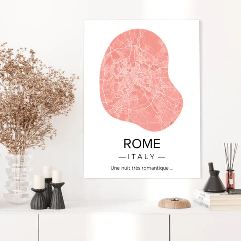 Affiche carte ville Personnalisée Déco Scandinave