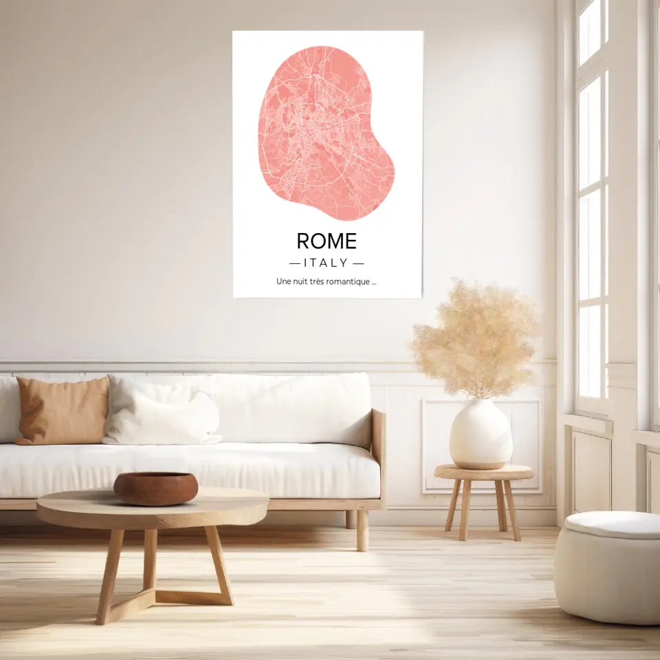 Affiche carte ville Personnalisée Déco Scandinave
