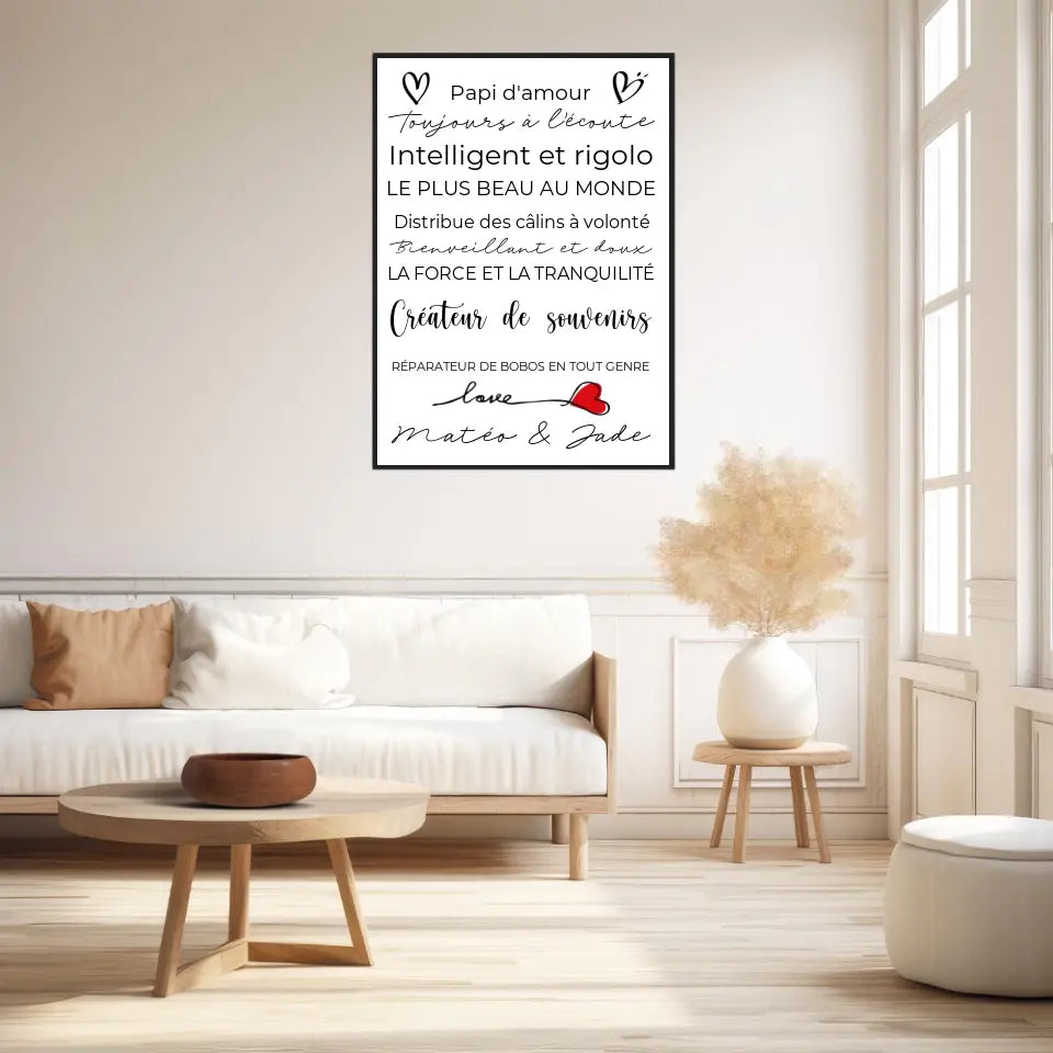 Tableau Famille Personnalisé Fête des Grands-Pères
