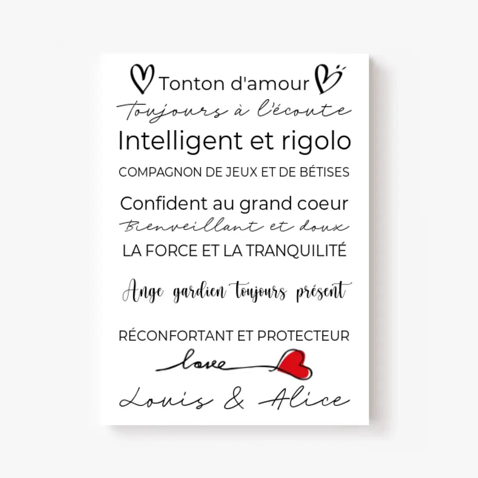 Tableau Famille Personnalisé Fête des Tontons