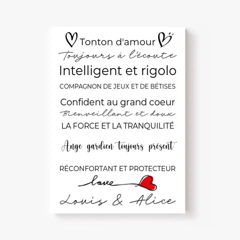 Tableau Famille Personnalisé Fête des Tontons