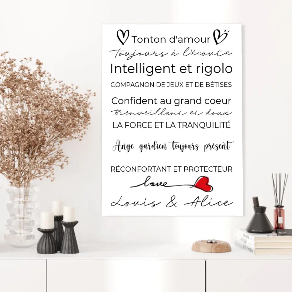 Tableau Famille Personnalisé Fête des Tontons