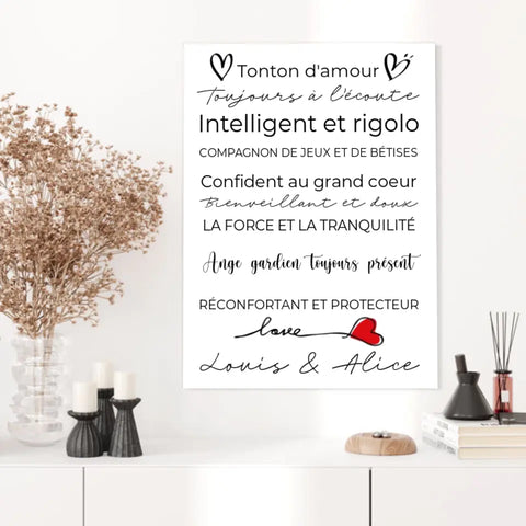 Tableau Famille Personnalisé Fête des Tontons