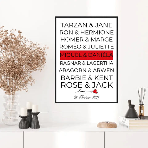 Tableau Couple Célèbre Personnalisé