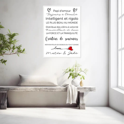 Tableau Famille Personnalisé Fête des Grands-Pères