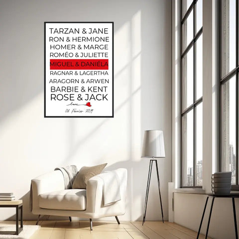 Tableau Couple Célèbre Personnalisé