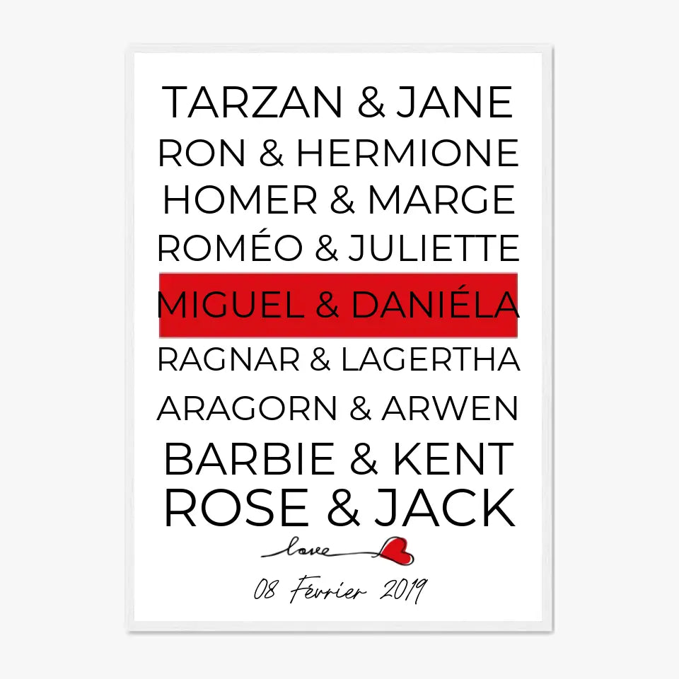 Tableau Couple Célèbre Personnalisé