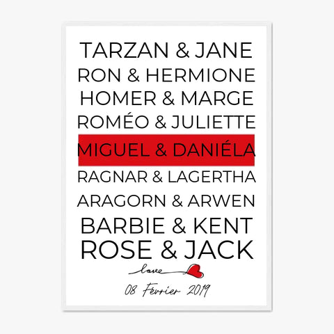 Tableau Couple Célèbre Personnalisé
