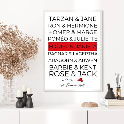 Tableau Couple Célèbre Personnalisé